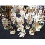Quantity of continental figurines