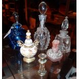 Collection of mixed glass perfume bottles
