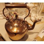 Antique copper kettle with acorn finial