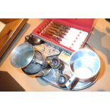 Tray of silver plated items including an Elkington tankard