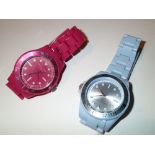 Two Identity London wristwatches one blue and one pink