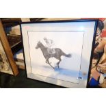Framed and glazed print of a pencil drawing Dancing Brave 40 x 35 cm