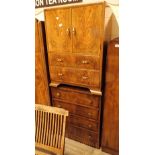 Walnut chest of four drawers and tallboy with two lower drawers