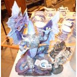 Dragon and skeleton resin figurines