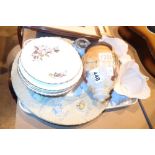 Collection of mixed ceramics inc a vintage milk glass light shade