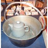 Brass jam pan and Denby childrens teapot