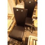 Pair of leatherette dining chairs with black leather upholstery