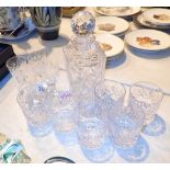 Collection of crystal glassware and a decanter