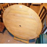 Folding circular beech slatted garden table