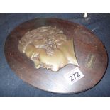 Bronze shield mounted portrait of Schubert L: 15 cm