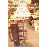 Wooden standard lamp with shade CONDITION REPORT: All electrical items in this lot