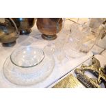 Collection of glass and crystal bowls vases etc