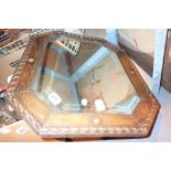 Wood framed octagonal bevelled edge mirror