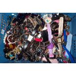 Box of mixed unsorted costume jewellery,