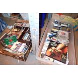 Two boxes of CDs and cassette tapes mainly Pop and Easy Listening