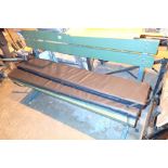 Wooden and steel bench double manufactured at the Ford Halewood Factory with foam cushions