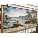 Oil on canvas Spanish beach scene signed Jifre? 60 x 130 cm