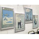 Four framed and glazed vintage type advertising posters