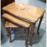 Nest of three tables with inlaid tops