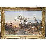 Framed and glazed Wilhelm Portmann print 120 x 60 cm