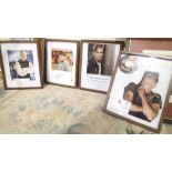 Four framed and glazed pictures film star photographs with signatures including Brad Pitt, Bruce