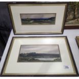 Two framed and glazed early 20thC watercolours signed monogram CJ Cyril Fitzroy 33 x 15 cm
