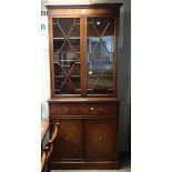 Heath and Rackstraw of High Wycombe secretaire bookcase with astragal glazed doors and cupboard