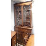 Heath and Rackstraw of High Wycombe secretaire bookcase with astragal glazed doors and cupboard