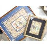 Two Indian hand painted pictures, one with jewels