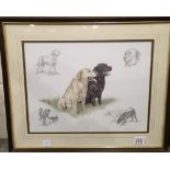Nigel Hemming limited edition print of Labradors 38 x 29 cm