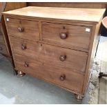Walnut chest of two short over two long drawers W: 92 cm