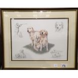 Nigel Hemming limited edition print of Labradors 38 x 29 cm