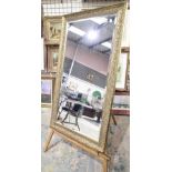 Large rectangular gilt framed modern bevelled edge mirrror, glass 54'' x 29''