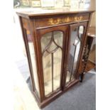 Glass fronted cabinet with inlaid decoration W: 63 cm