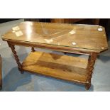 Oak barleytwist occasional table with undertier 90 x 41 x 53 cm H