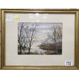 Small framed watercolour signed Paul Nicholas 22 x 16 cm