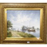 Large framed oil on canvas of River scene 60 x 50 cm