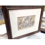 Framed Louis Wain print of cats in the library 22 x 14 cm