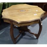 Shaped walnut occasional table D: 65 cm