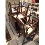 Vintage oak drop leaf dining table and four matching chairs