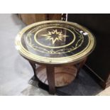 Circular glass topped retro coffee table D: 58 cm