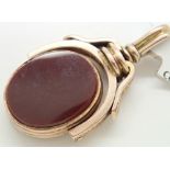 9ct yellow gold swivel locket fob with hardstone panels 10g