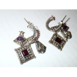 Fancy stone set vintage type drop earrings