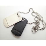 Genuine Emporio Armani sterling silver and leather dog tags and chain