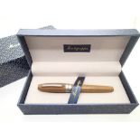 Montegrappa Heartwood light teak fountain pen, as new in box, model number I5FOW3IC