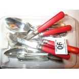 Mixed silver plated teaspoons and butter knives