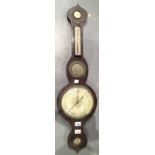 19thC mahogany mercury barometer thermometer lacking mercury