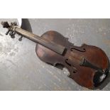Antique violin marked to back Straduari Violin with two piece back, lacking bridge, no interior