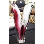 Large 1950s Flygsfors Coquille signed glass vase by Paul Kedelv