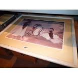Framed Degas print of a lady brushing her hair